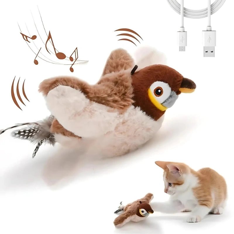 Flappy Bird Cat Toy - Chirps & Moves Like a Real Bird - Flappy Bird Cat Toy – Motion - Activated Plush With Realistic Chirping - Petz Toyz