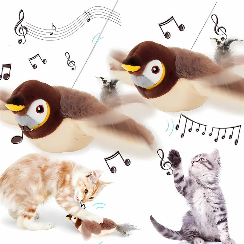 Flappy Bird Cat Toy - Chirps & Moves Like a Real Bird - Flappy Bird Cat Toy – Motion - Activated Plush With Realistic Chirping - Petz Toyz