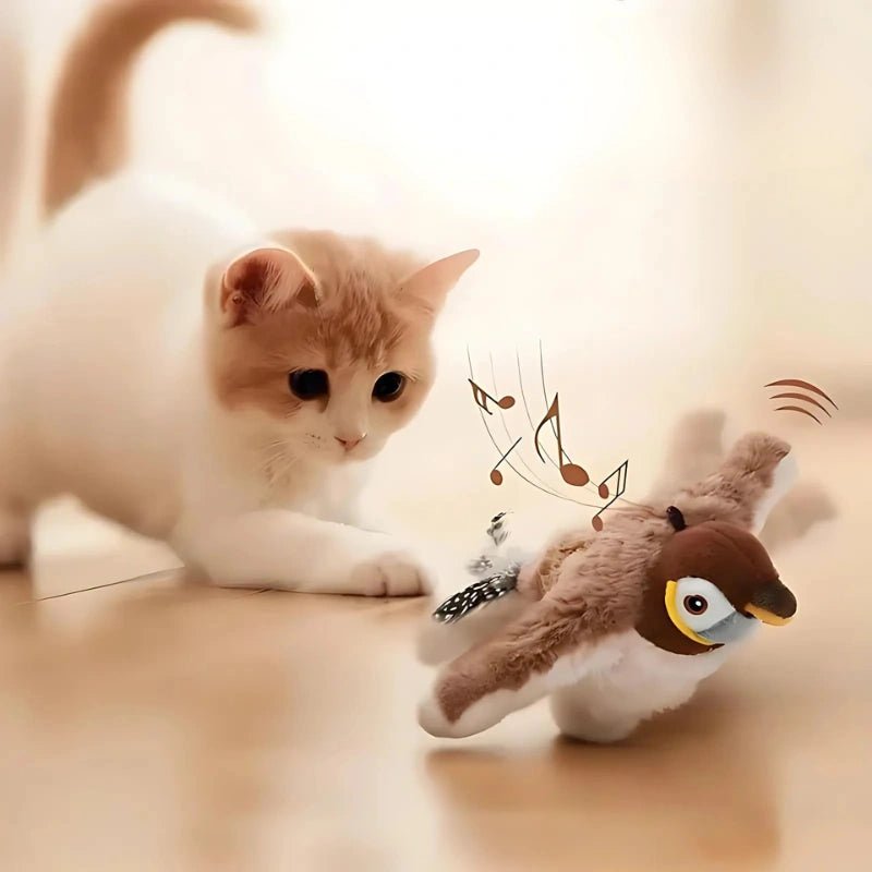 Flappy Bird Cat Toy - Chirps & Moves Like a Real Bird - Flappy Bird Cat Toy – Motion - Activated Plush With Realistic Chirping - Petz Toyz