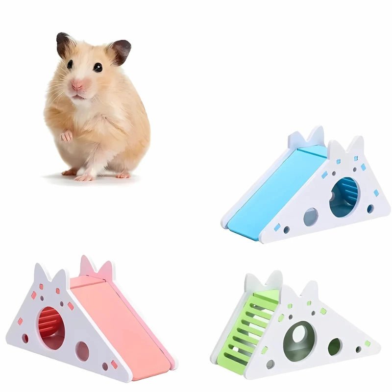 Hamster Slide Hideout – Wooden Climbing Toy for Small Pets - Small Animal Enrichment Toy / Hideout - Petz Toyz