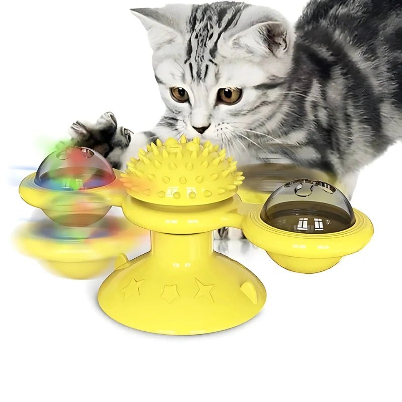 Interactive Cat Spinner – Windmill Toy with LED Balls - Interactive Cat Toy - Petz Toyz