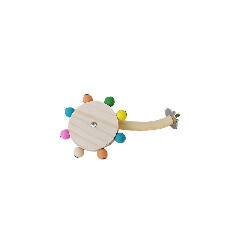 Interactive Wooden Windmill Perch Toy – Colorful Rotating Fun for Birds - Bird Cage Toy / Interactive Bird Toy - Petz Toyz