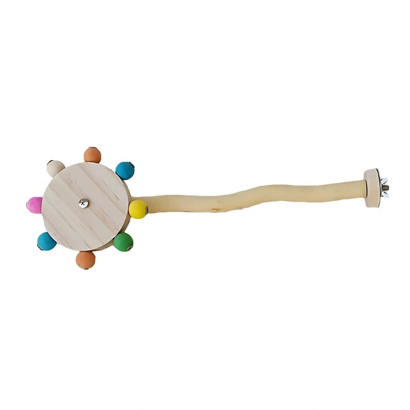 Interactive Wooden Windmill Perch Toy – Colorful Rotating Fun for Birds - Bird Cage Toy / Interactive Bird Toy - Petz Toyz