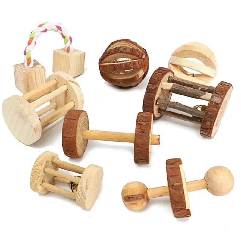 Natural Wooden Chew Toys for Guinea Pigs, Rabbits & Hamsters – Fun & Molar Relief - Small Pet Chew Toys - Petz Toyz