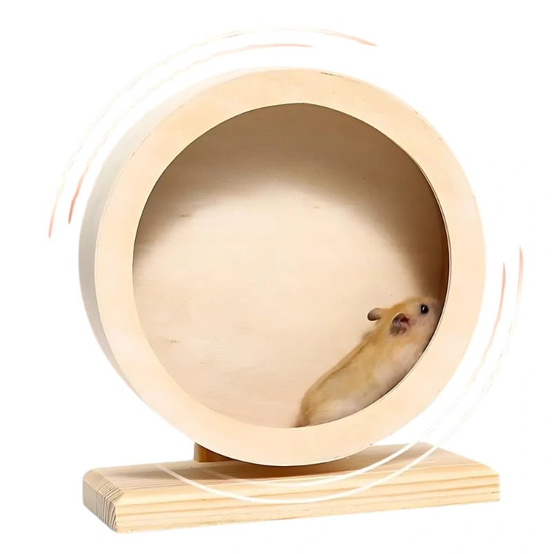 Premium Wooden Hamster Wheel with Stand – Stylish & Pet - Safe - Small Pet Exercise Toy / Hamster Running Wheel - Petz Toyz