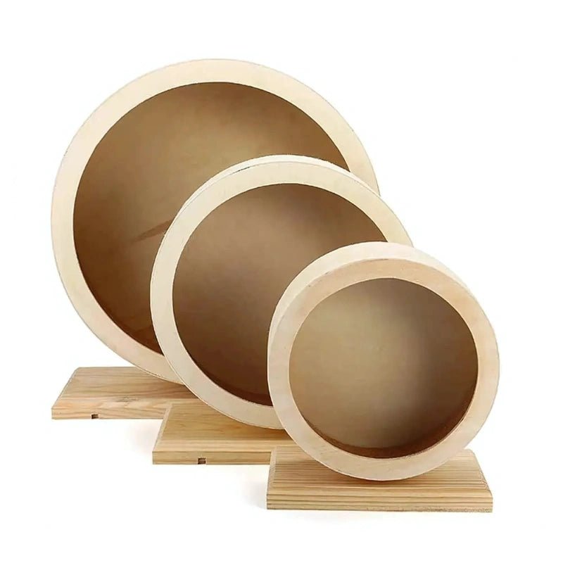 Premium Wooden Hamster Wheel with Stand – Stylish & Pet - Safe - Small Pet Exercise Toy / Hamster Running Wheel - Petz Toyz