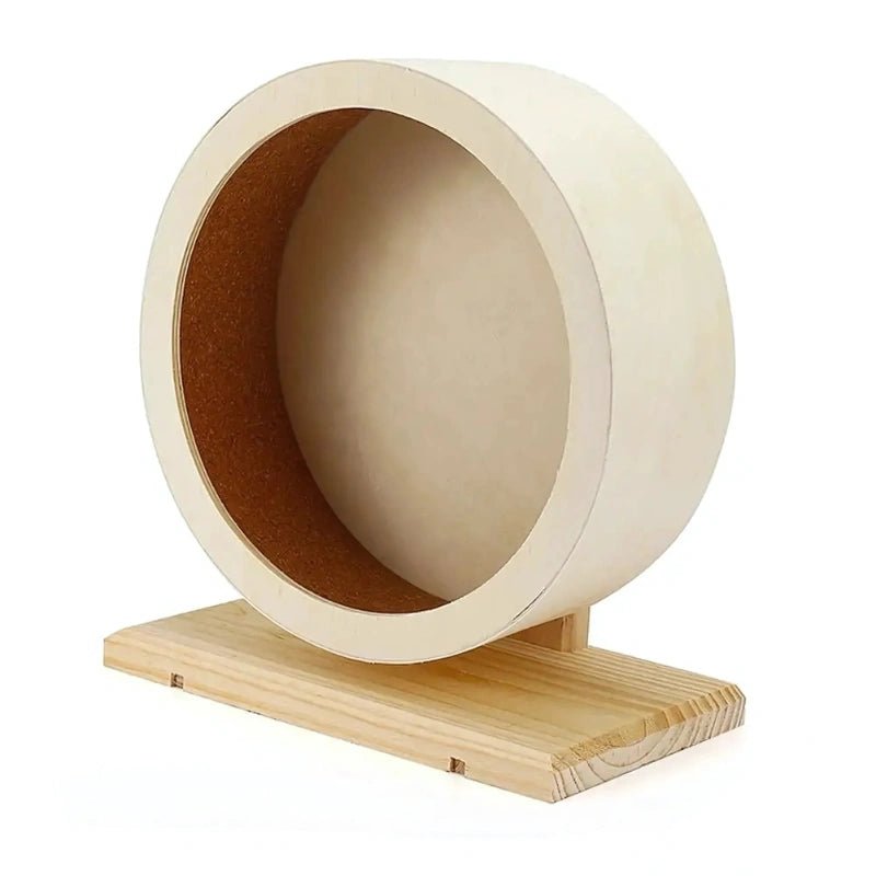 Premium Wooden Hamster Wheel with Stand – Stylish & Pet - Safe - Small Pet Exercise Toy / Hamster Running Wheel - Petz Toyz